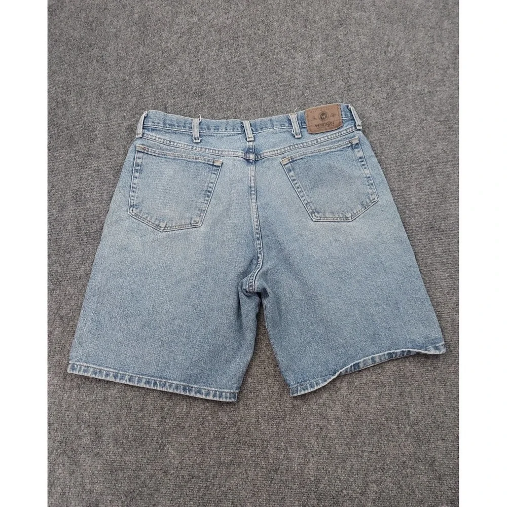 Wrangler‎ Denim Shorts Mens 36 Blue Light Wash Vtg Jorts Work Wear Jean Cotton
